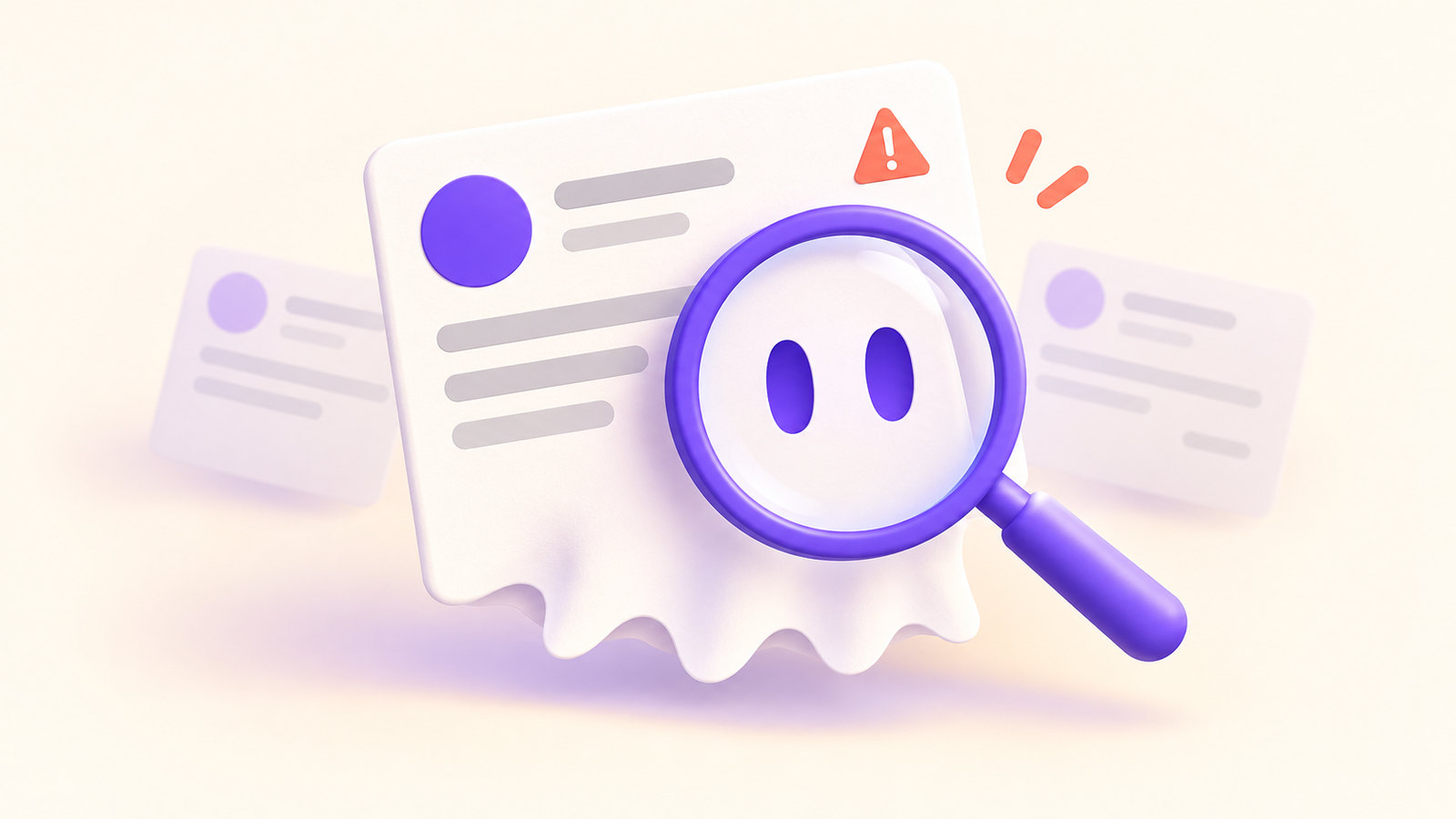 A job listing card with a ghost-like tattered bottom edge, examined under a magnifying glass